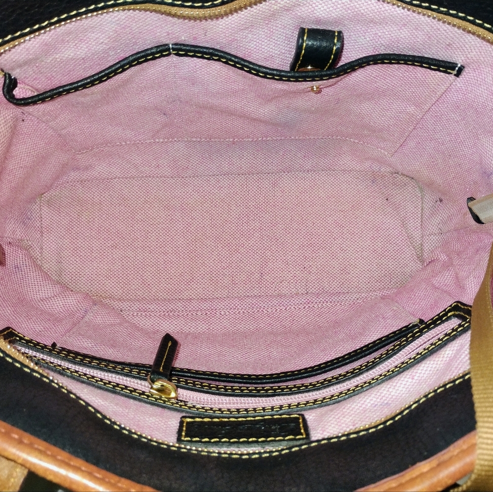 Dooney & Bourke Black and Brown Leather Shopper Tote - Picture 4 of 5